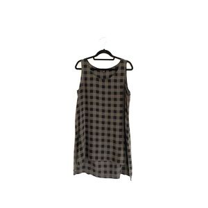 Eileen Fisher Silk Check Short Slip Dress Large